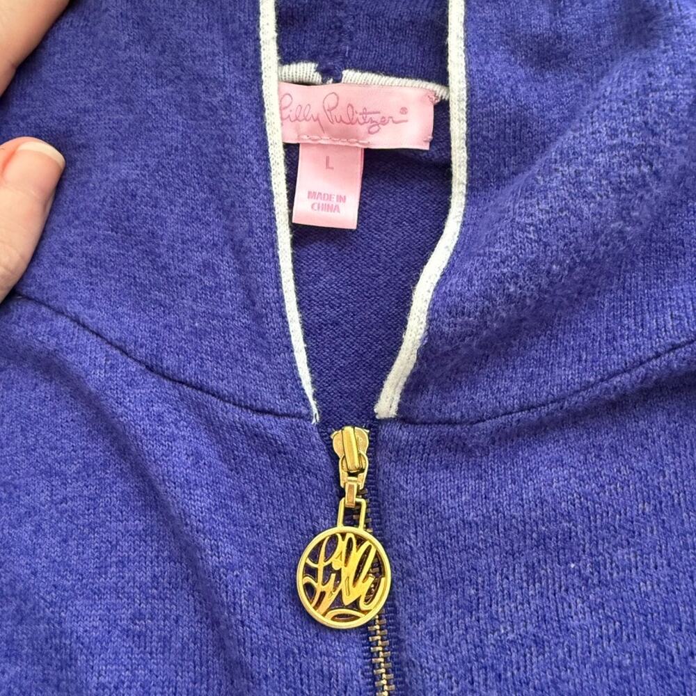 Large Lilly Pulitzer blue Josephine hoodie with white trim - Picture 3 of 6